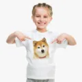 Maglietta bambini carina stampa Shiba Inu manica corta bianco top estivo casual per bambini - N21 Shiba Inu sorridente / XS