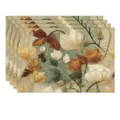 Botanical leaf pattern placemat set, elegant autumn tone table mat for dining room decor. - Style 1172