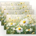 Set of 4 daisy floral pattern placemats for kitchen dining table decor fabric table mat - Style 1148