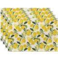 Set of lemon pattern placemats, vibrant botanical table mats for kitchen and dining decor. - Style 1173