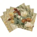 Bohemian floral placemat variant, botanical leaf pattern table mat, elegant dining decor. - Style 1208