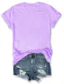 Solid color short sleeve t-shirt and denim shorts casual outfit set for daily wear SKU - 3XL / Tops / Light Purple