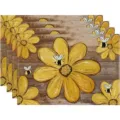 Rustic sunflower bee placemats set of 4 farmhouse wood grain table mats for dining room - Style 1221