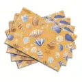 Printed linen placemat set with nautical seashell pattern for dining table decoration - 30cm*45cm / 31