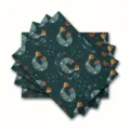 Christmas linen placemat holiday party table decoration heat resistant fabric table mat - Rooster Floral Pattern