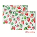 Waterproof linen table placemat with cute watercolor strawberry pattern for dining table decor. - 30cm*45cm / 32