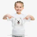 T-shirt girocollo manica corta per bambini con stampa cane carina top estivo casual per ragazzi e ragazze - N8 Samoiedo carino / XS