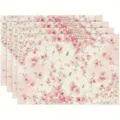 Set of 4 pink cherry blossom linen placemats for dining table decoration and heat insulation. - Pink Sakura