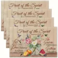 Rustic linen placemat with inspirational Bible verse print, heat resistant dining table mat. - Scripture Floral