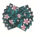 Botanical floral linen placemat table mat for holiday party dining room decor heat resistant - 30cm*45cm / 39