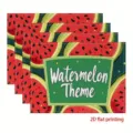 Watermelon theme printed linen placemat set, vibrant summer table mat for dining party decor. - 30cm*45cm / 42