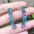 Colorful multi-heart zircon ear cuffs gold plated geometric fashion women earrings. - Ear Climber Style / Gold
