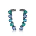 Atemberaubende bunte Herz Kristall Ohrklemmen aus dunklem Metall für den täglichen Look. - Ear Climber Stil / Buntglas Schwarzgold