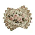 Vintage embroidered rose placemats retro gold filigree table mat kitchen dining decor - Rose Vine