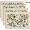 Vintage floral linen placemats set of 4, heat resistant table mats for holiday party decor. - 30cm*45cm / 47