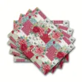 Christmas placemats holiday floral patchwork table mat red rose gingham linen dining decor - Rose Plaid