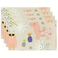 Set of 4 cute capybara print placemats, linen fabric table mats for kitchen dining decor. - 30cm*45cm / 50