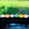 Cute animal car dashboard ornaments, resin crawling figures for monitor edge decoration. - Lying Plush Figurines [Set of 6]
