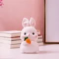 Alcancia de conejo rosa con zanahoria, caja de monedas creativa para regalo de cumpleaños infantil. - Conejo de Arroz Glutinoso (Pequeño) / Pequeño (9x10.5x17cm) / Blanco