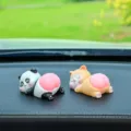 Cute cartoon animal car dashboard ornament, funny peach butt resin figures for auto decor. - Panda and Cat