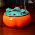 Quemador de incienso de ceramica caqui decoracion del hogar oficina escritorio adorno aromatico - Amuleto de caqui - Incensario grande