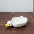 Joli porte-savon en céramique canard blanc jaune salle de bain support de vidange mignon SKU - Canard mignon / Blanc