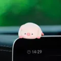 Cute pink pig car dashboard ornament, mini resin animal figurine for interior decor - Lying Pig Plush Toy