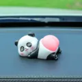 Lindo panda de dibujos animados para salpicadero de coche, divertida decoración de resina. - Panda