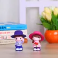 Resin cartoon couple doll desktop ornament, cute boy and girl figurine home decor set - Happy Boy & Flower Girl Pair