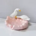 Cute Ceramic Duck Soap Dish Pink Dual Duck Decor Bathroom Soap Holder Cute Animal Soap Tray - Pink - Couple Ducks [Soap Dish]