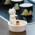 Quemador de incienso gato lindo de cerámica difusor de aroma de escritorio decoración para hogar - Gato Pequeño (Quemador de Incienso)