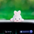 Cute bunny car ornament spring doll cute white animal dashboard decoration 5.3x4x3cm - Lying Plush Figurine - Cute Little Rabbit