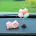 Cute pig car dashboard ornament with colorful balloon tree resin figure cute interior decor - Pig with Balloon