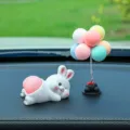 Cute cartoon car dashboard ornament, lovely rabbit and colorful balloon decor for auto interior. - Rabbit with Balloon