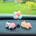 Cute cartoon car dashboard ornament figurine, cute panda and cat desktop decor item - Panda, Cat and Balloon