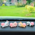 Cute cartoon animal car dashboard ornaments, funny pink butt design, cute resin car accessories. - Set of 4 Pieces