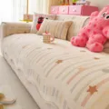 Funda de sofá de chenilla estilo tierno cuatro estaciones universal antideslizante protector de salón - 70*70cm / Rayas estrelladas - beige