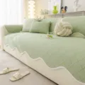 French cream style ice silk cooling sofa cushion cover in refreshing green, elegant slipcover. - 70*70cm / Blooming Flower Irregular Edged Rug - Green
