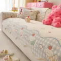 Funda de sofa de chenilla linda con perro y patron de cuadros para decoracion del hogar - 70*70cm / Perro frutal divertido - azul