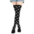 Schwarze Overknee-Socken mit weißen Punkten, modische Y2K-Stil Strümpfe für Damen. - Einheitsgröße / Polka Dots