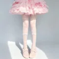 Sweet Lolita white sheer tights with cute butterfly prints and pink bow details, over-the-knee socks. - One Size / White with Bow