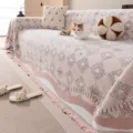 Chenille sofa cover pink diamond heart pattern couch blanket with tassels for living room - 180*130cm / Pink
