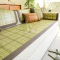 Green plaid bamboo sofa cushion set for summer cooling seat cover living room decor - 50*50CM / Green Plaid - Green