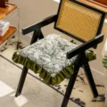 French vintage green floral chair cushion pad, comfortable soft seat cushion for dining room chair. - Shuying Style / Green