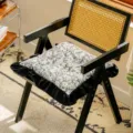 French vintage style floral chair cushion with black ruffle trim comfortable seat pad home decor - Shuying Style / Gray