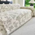 Pastoral style sofa cover blanket floral print anti slip furniture protector fringe - 180*130CM / Rose White