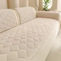 Thickened plush quilted sofa cushion cover, warm anti-slip straight row design for living room. - 70*70cm / Off White