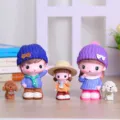 Cartoon family doll resin ornament cute desktop decoration for home living room decor - Happy Couple and Mier Set