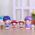 Cute cartoon doll family set resin figurines for kids room home desktop decor tabletop display - Happy Couple, Mier and Flower Girl Set