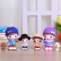 Cute cartoon doll couple family figurine desktop ornament with pets variant model - Happy Couple, Heart Boy and Mier Set